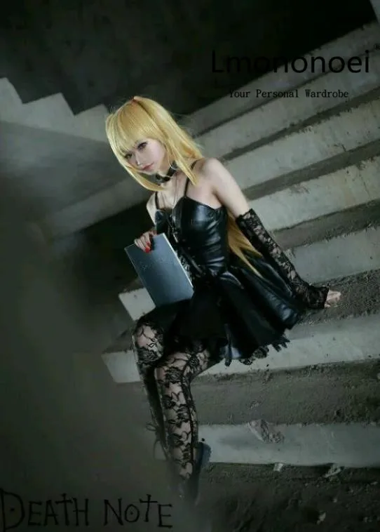 Death Note Миса Амане Искусственная кожа пикантные Короткие топы кружево платье для