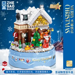 Boîte à musique de noël, modèle de bricolage, ensemble de briques à assembler, blocs de construction, jouets cadeaux du nouvel an, 800 pièces 