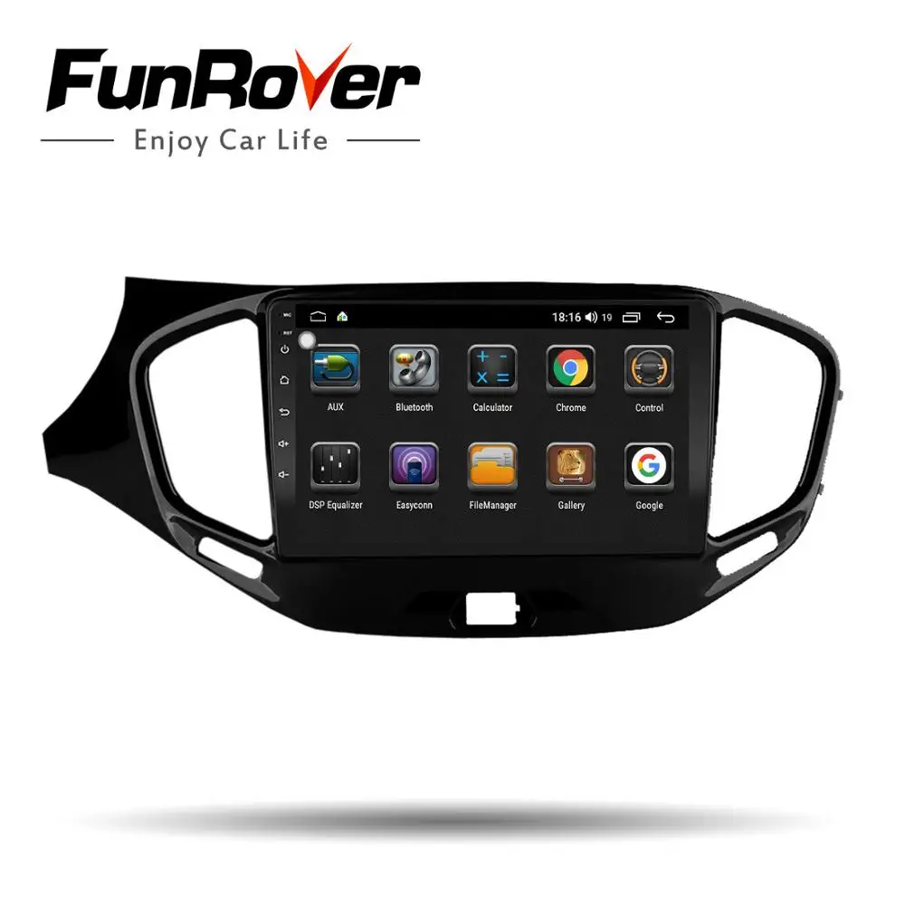 FUNROVER Android 9,0 автомобильный мультимедийный плеер радио gps навигация для LADA Vesta Cross Sport- 2 din 2.5D+ ips 9 дюймов без dvd