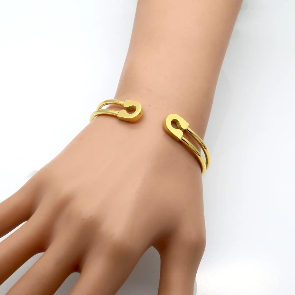 Bangle Bracelet Stainless Steel Bracelet Delicate Fashion Classic Pin Bracelets & Bangles Jewelry Stainless Steel Pin Shape Bangles for Women Party Gift