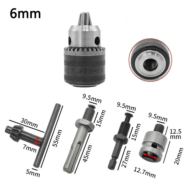5 Pcs 0.6-6.5mm Precise Drill Chuck Converter Angle Grinder Conversion Hread Quick Change Adapter SDS-Plus Shank | Инструменты