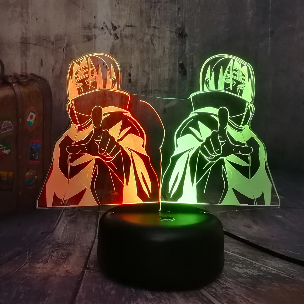 Naruto Figure Uchiha Itachi LED 3d Night Light 7 Colors Change LED Decorative Lamp for Bedroom Home Boys Gifts Touch Control