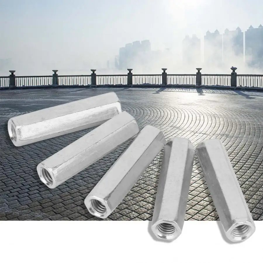 

5Pcs M8 * 50 Long Rod Nut Hex Hexagonal Sleeve Nut Standoff Threaded Fasteners tornillo