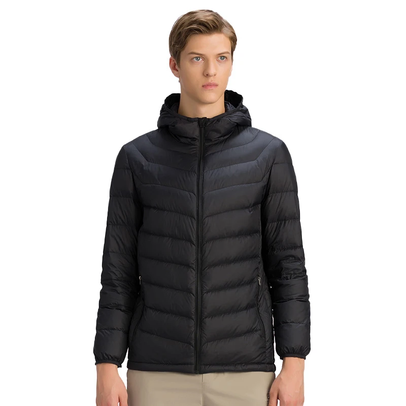 2021 New Autumn Winter Men's Ultra-Light Down Jacket Hooded Waterproof Warm Outdoor White Duck Down Cotton Clothes Jacket Tops