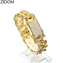 Мужской браслет в стиле хип-хоп со льдом, кубинский браслет, высокое качество, 20 мм, кубинская цепочка, браслеты с подвесками в стиле хип-хоп, ювелирные изделия, Прямая поставка