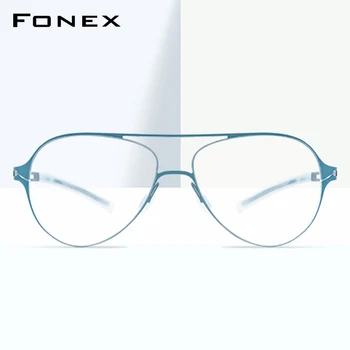 

FONEX B Titanium Eyeglasses Frame Men Aviation Myopia Optical Prescription Glasses 2020 Antiskid Silicone Screwless Eyewear 8528