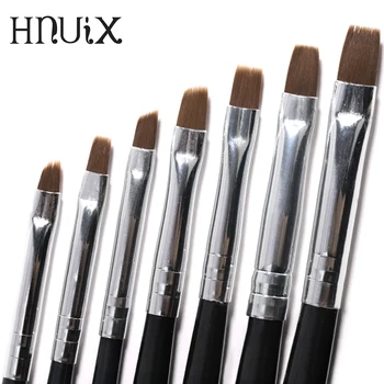 

7 pieces set Nail Art brush pen flat drawing paint tips clean dust builder acrylic UV Gel varnish Extension design tools manicur