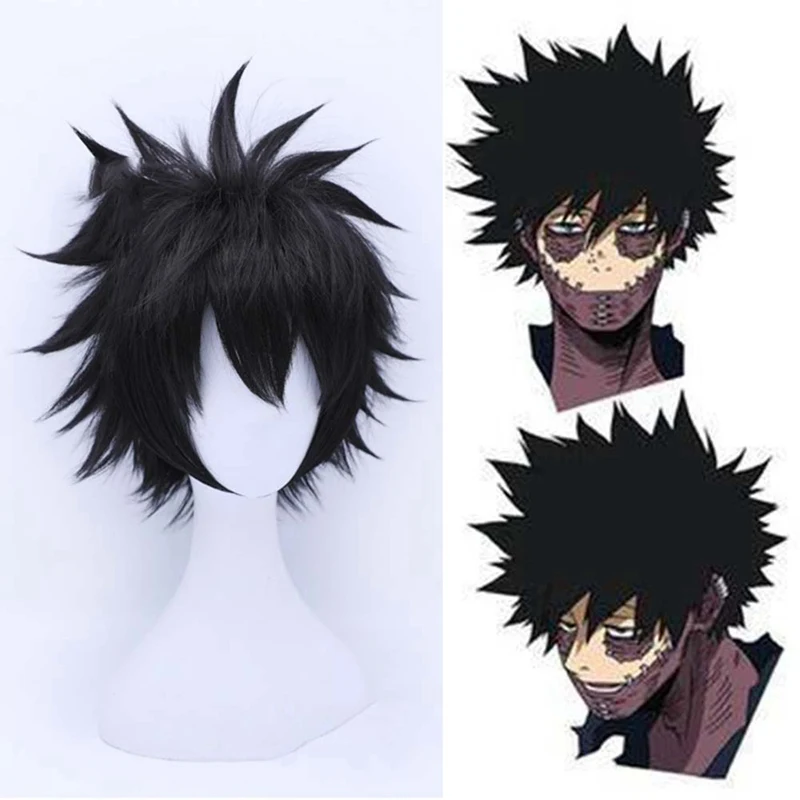 

High Temperature Fiber My Hero Academy dabi Short Straight Black Synthetic Cosplay Wig For Halloween Costume Role Play
