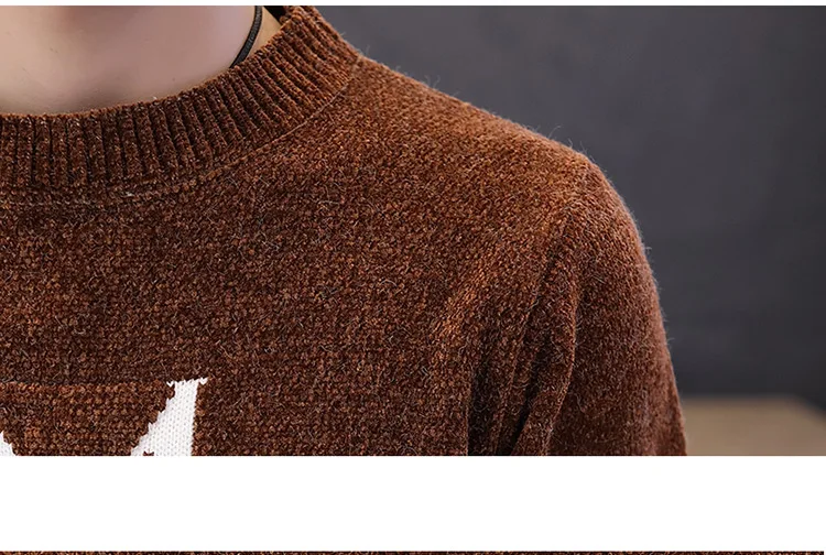 Осенне-зимний свитер Для мужчин Досуг поступление Повседневный пуловер Для мужчин с длинным рукавом с круглым О-образным вырезом, расшитое пайетками; Однотонная вязанная мужские свитера