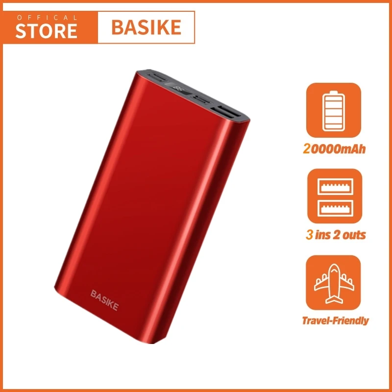 BASIKE PT71P Power Bank 20000mAh Portable Powerbank for iPhone External Battery Portable Charge PoverBank Spare Battery for Phon best wireless power bank