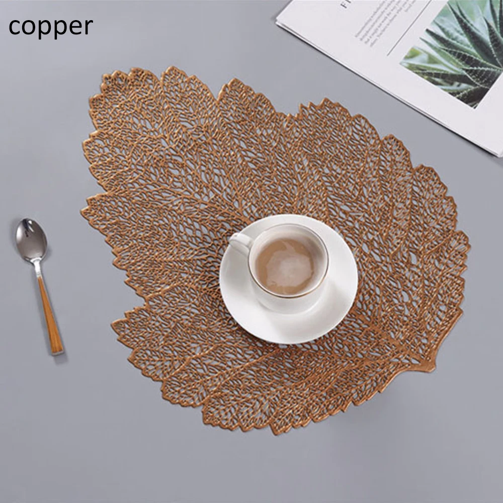 Hollow Placemats Table Mat Coaster Mats Heat-Insulated Eco-Friendly PVC Nordic Style Pads for Cup Bowl Plate Tableware - Цвет: Copper