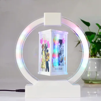 

Round Electronic Magnetic Levitation Floating Photo Frame With LED Lights Mini Photo Frame Can Be Used In Office And Home