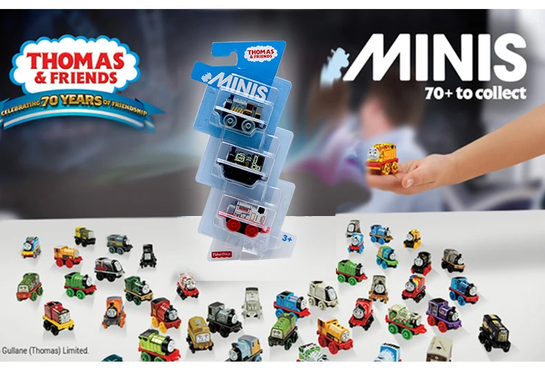 Паровозик Thomas& Friends Minis, 3 шт. в упаковке, литая под давлением игрушка, персонаж Джеймс Перси, паровозик, мини-игры, карманные игрушки CHL60 Brinquedo для детей