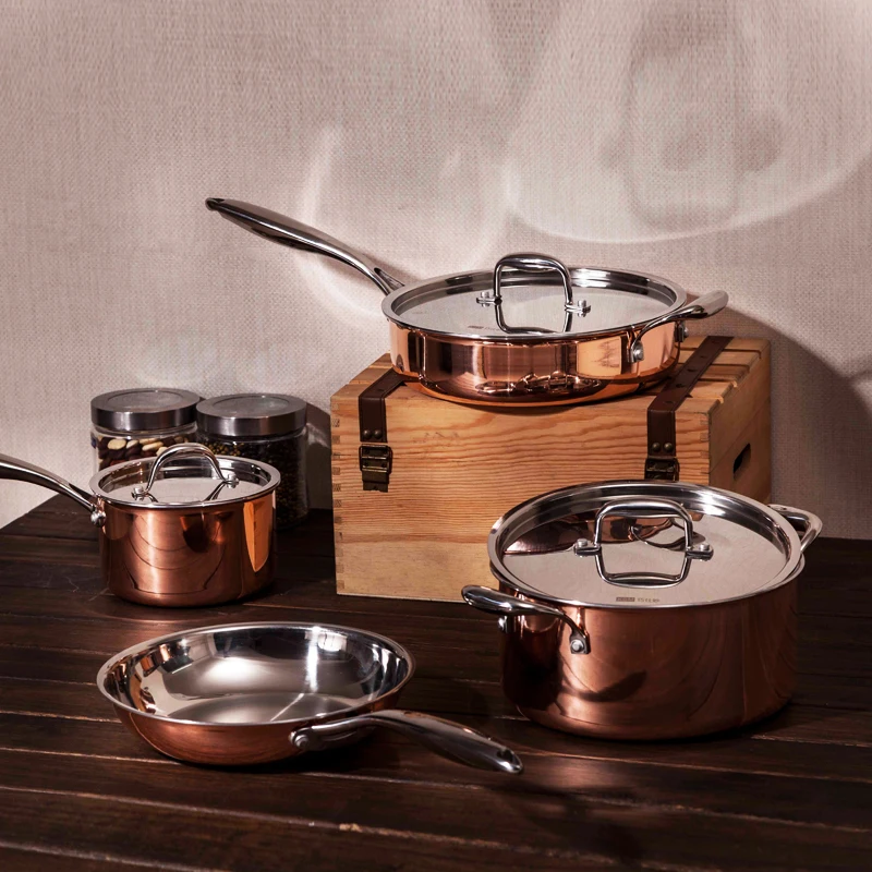 

Luxury copper pot Handmade art frying pan 24/26 cm soup pot 16/18 cm milk pan kitchen cookware set nonstick cookware set