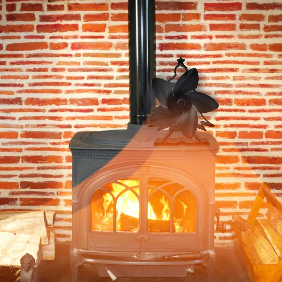 180CFM 5 лопастей домашний камин вентилятор для печи, работающий от тепловой энергии komin бревна деревянная горелка Экологичная Рождественская елка форма распределения тепла