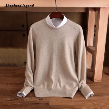 

100% Superfine Merino Cashmere Wool Long Sleeve Round Neck Korean Style Men Man Clothes Top Crop Teens Pullover Sweeter Man