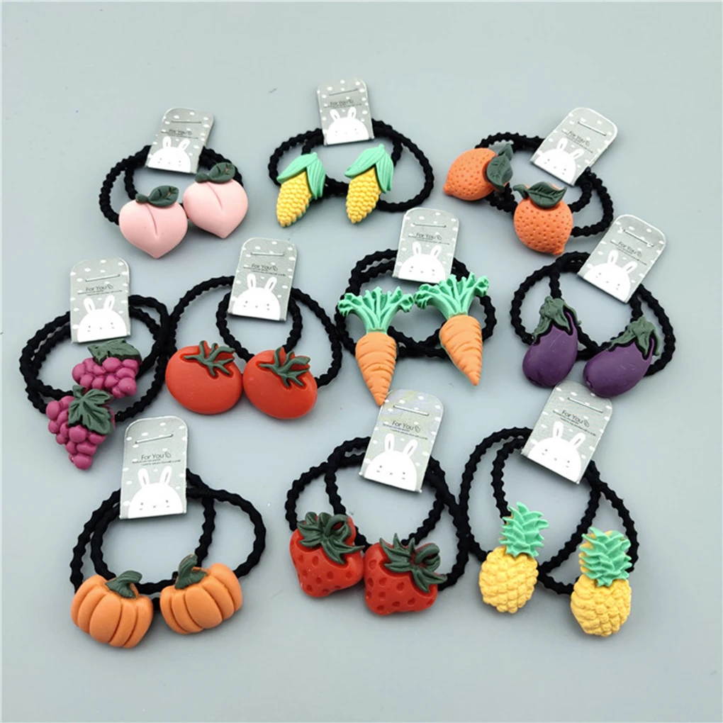 10pcs Cartoon Toddlers Elastic Hair Ties Girls Hair Ropes Kids Ponytail Holder Random Color