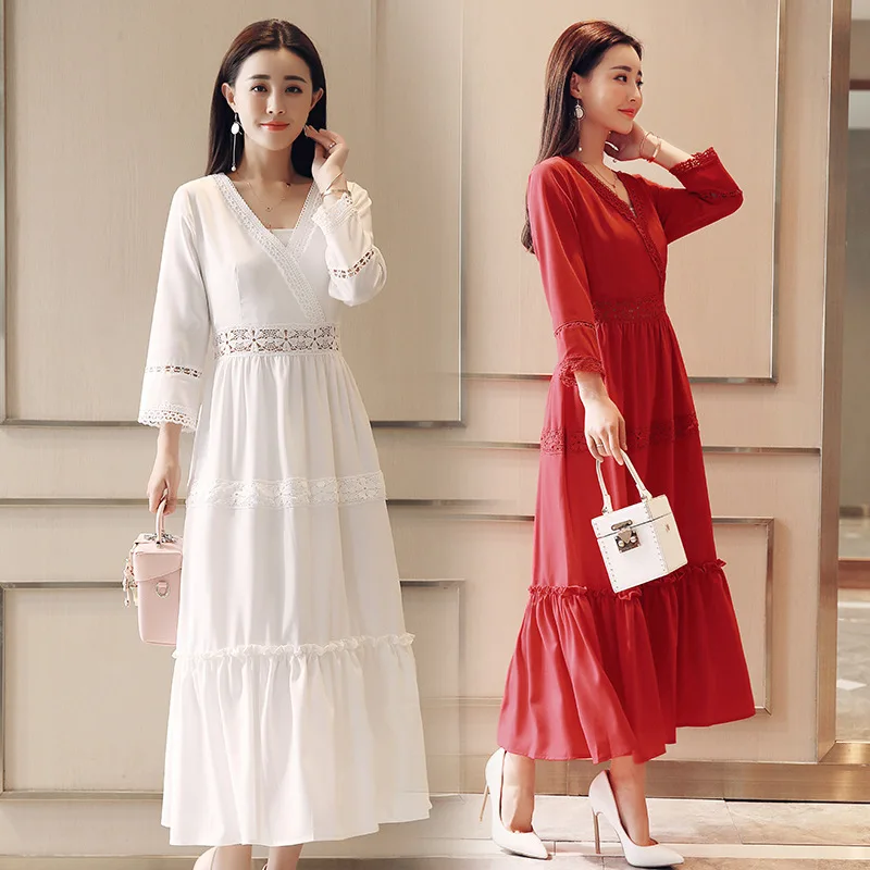 

2019 Spring Beautiful Elegant Skirt Solid Color Slim Fit Slimming Versatile Ladies' Korean-style Street Dress