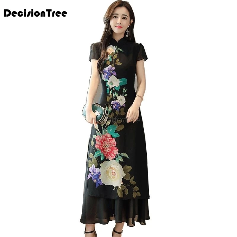 2020-ao-dai-classic-style-aodai-dress-short-sleeve-antique-black-embroidery-women-flower-printing-vietnam (1)