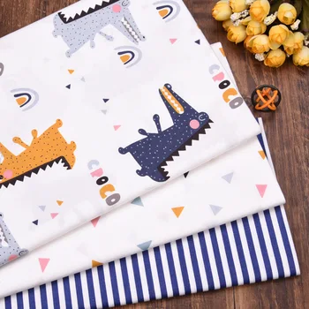 

Cartoon Stripe Printed Twill Cotton Fabric Patchwork Cloth,DIY Sewing Quilting Fat Quarters Material For Baby&Child Home Textile