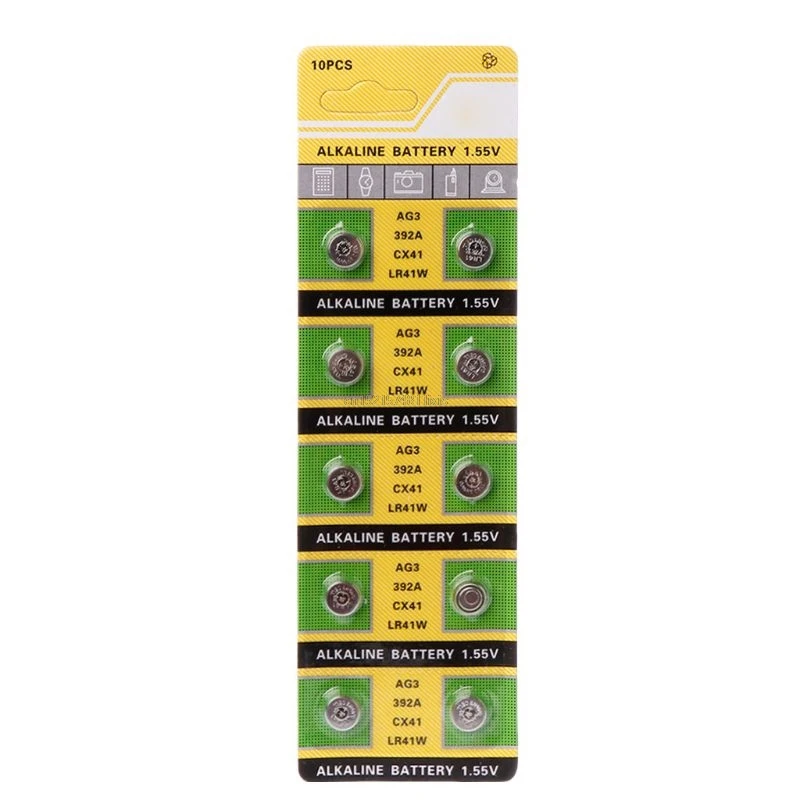 10 шт. кнопочные батарейки AG3 1 55 в SR41 192 L736 384 SR41SW CX41 LR41 392 | Электроника