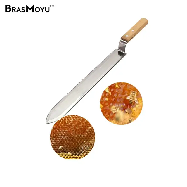 Mézvágó Kés Fa Fogantyúval Rozsdamentes Acél Penge Mézkivonó Berendezés Lapos Száj Egyetlen És Dupla Fog Széle - Image 4