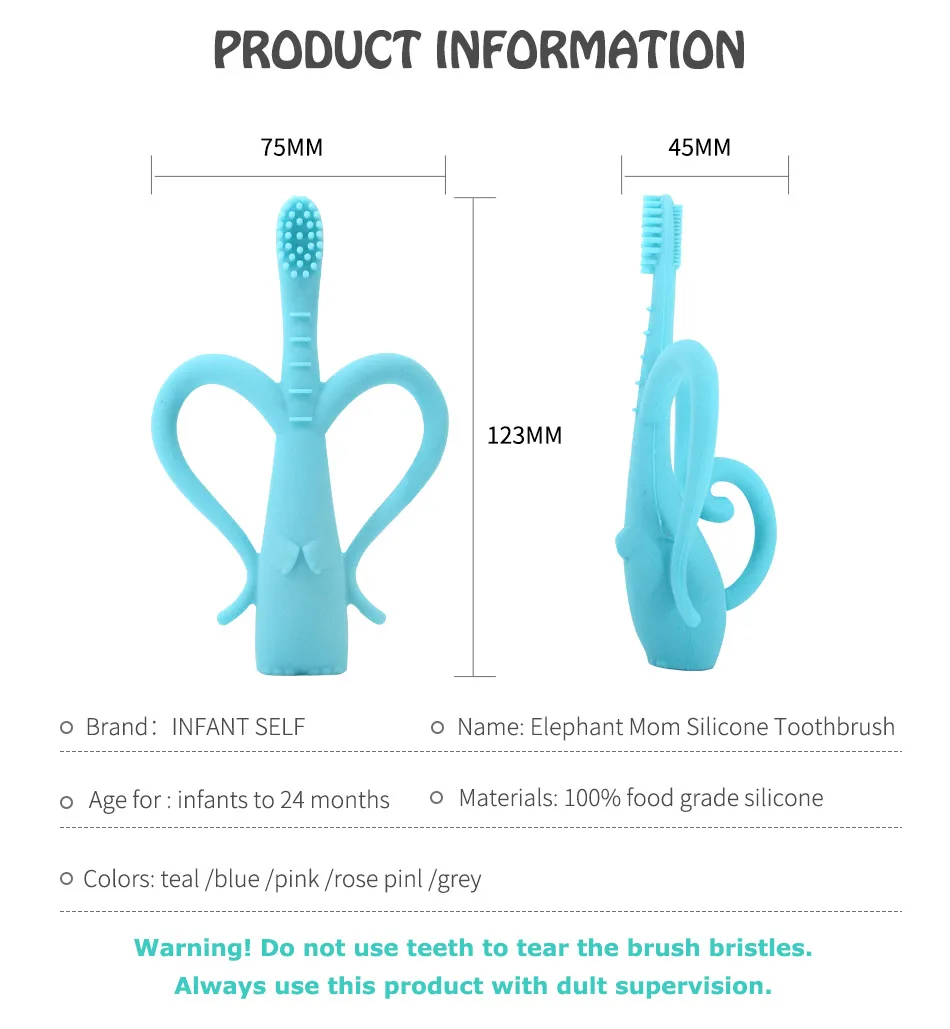Infant Self Training Brush Tooth Utensils First Training Baby Teether BPA Free Led Weaning for 6+ Month Baby Toddler Teether