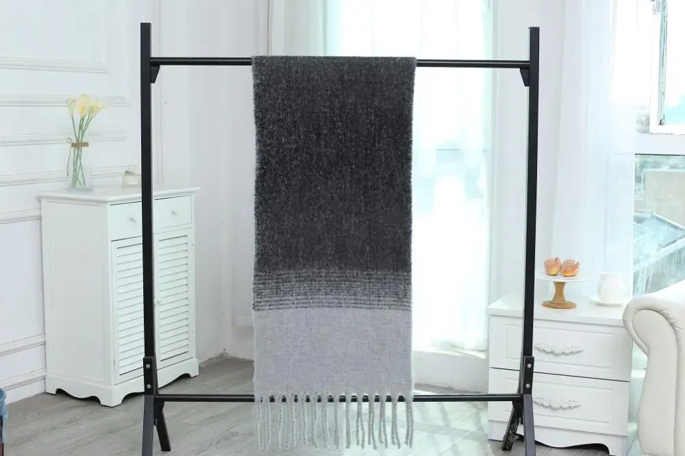 gray scarf Роскошный брендовый ZA зимний шарф женские Лоскутные кашемировые шарфы обертывания шали Wram кисточки длинный палантин шарф-палантин шаль - Цвет: gray scarf