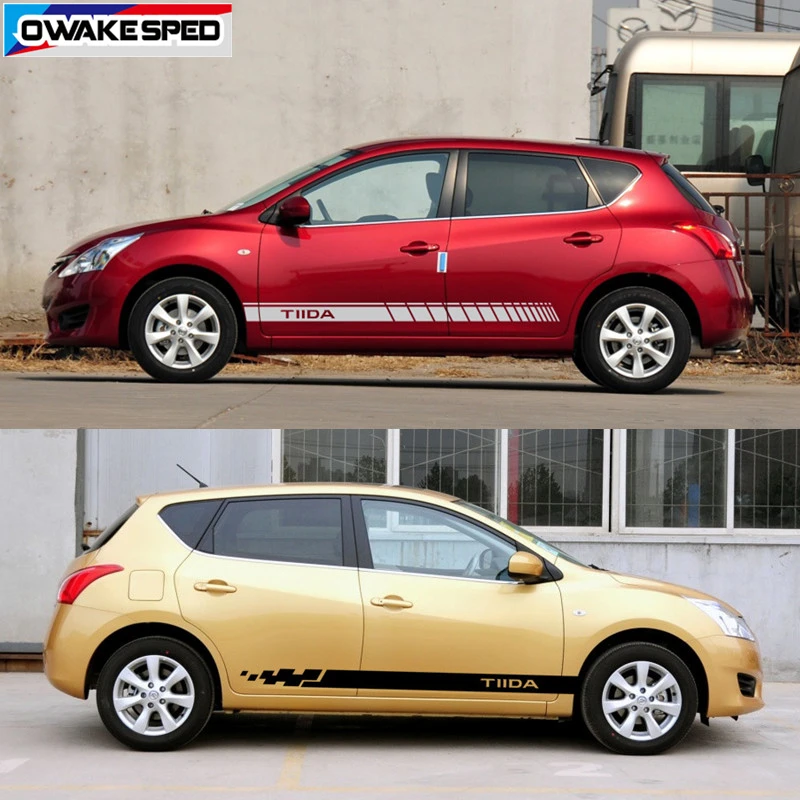 Полосы для гонок и спорта Nissan Tiida двухсторонняя наклейка на дверь юбку Виниловые