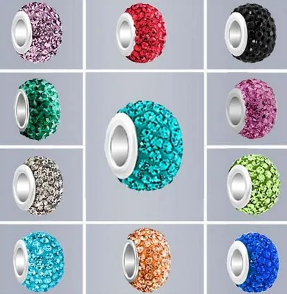 

10mm*14mm mixed Color In Random hfg34 beads best bracelet cheapest silver plated Big Hole Beads European bead crystal