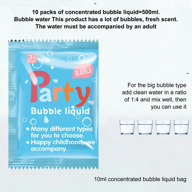 10PCS 10ML Bubble Machine Bubble Liquid Soap Water Concentrate Bubbles Liquid Soap Water Bubble Gun Solution Water 3