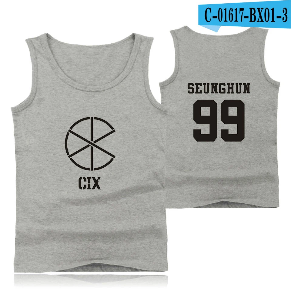 CIX Kpop Cool Fashion Korean Tank Top Women/Men Sleeveless Summer Popular Rock Band Bodybuilding Tank Famous Hip Hop Vest - Цвет: gray