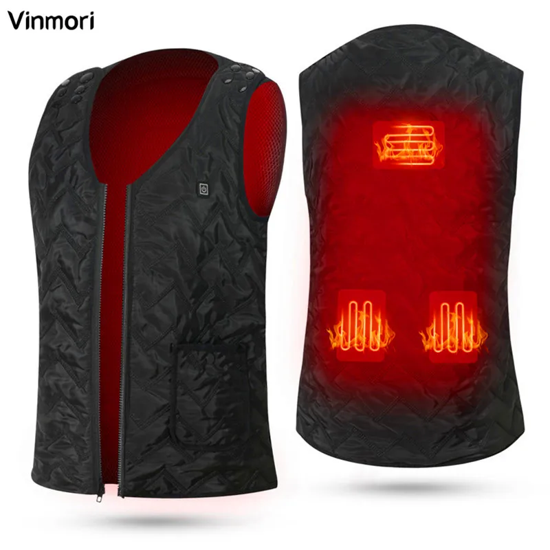 Vinmori Мужская САМОНАГРЕВАЮЩАЯСЯ Vest-5V без батареи Размер-молния Adjuestabl Usb зарядка