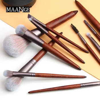 

11Pcs Makeup Brushes Set Cosmetic Foundation Powder Blush Eye Shadow Lip Blend Wooden Make Up Brush Tool Kit Maquiagem