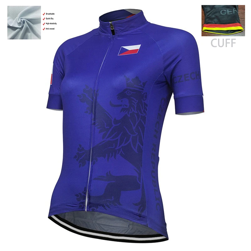 

CZECH REPUBLIC Ladies Retro Global Factory Outdoor Team Competition Cycling Jersey Blue Polyester Breathable Customizable