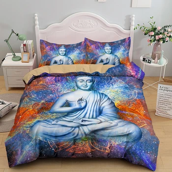 

3D Buddha Bedding Set Print Golden Bohemian Duvet Cover With Pillow Covers Case Home Decor Bed Quilt Clothes 2/3 PCS