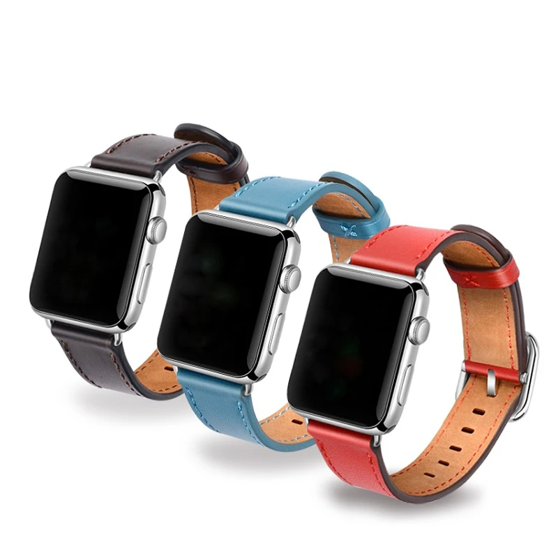 7 цветов Лидер продаж кожаный ремешок для наручных часов Apple Watch, версии 4/3/2/1 Спортивный Браслет, 42 мм, 38 мм, ремешок для наручных часов iwatch, 4 полосы