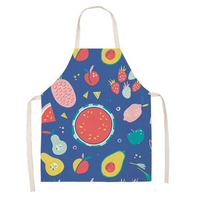 Fruit Pattern Linen Hand Wipe Sleeveless Waist Apron Home Decor Kitchen Baking Cleaning Tool Anti-stain Dining Workwear