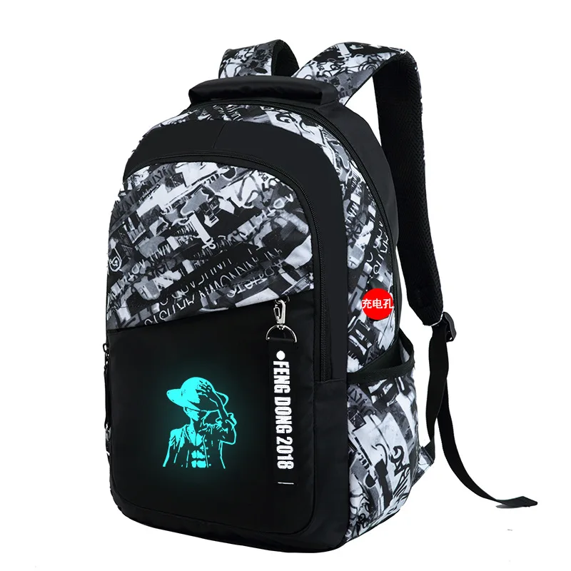 

Customizable Men's Casual Backpack Schoolbag Night Light Backpack Laptop Computer Printed Oxford Cloth Waterproof Rucksack