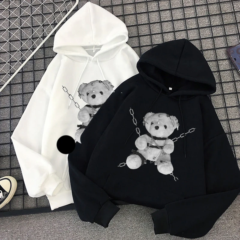 Sudaderas con capucha oscura Harajuku para mujer, ropa gótica japonesa para mujer, moda informal Vintage Punk, Top de manga larga de estilo Hip Hop