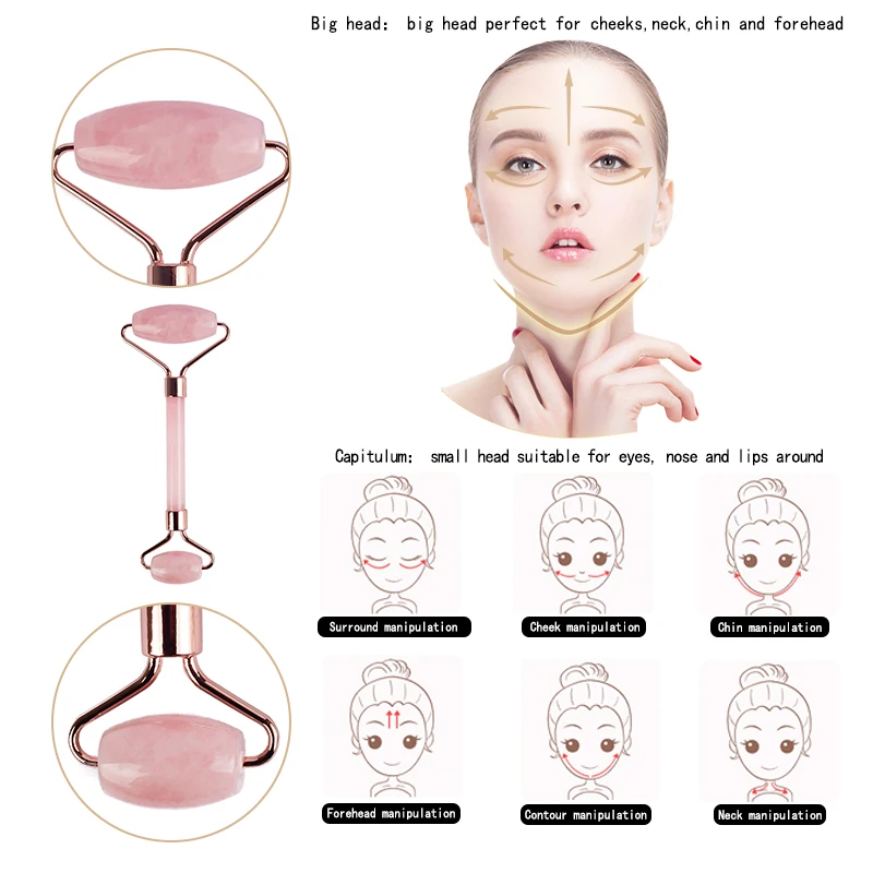 Натуральный нефритовый розовый кварц ролик для лифтинга лица массажный инструмент guasha против морщин для лифтинга лица скребок Кристалл Камень массажный набор