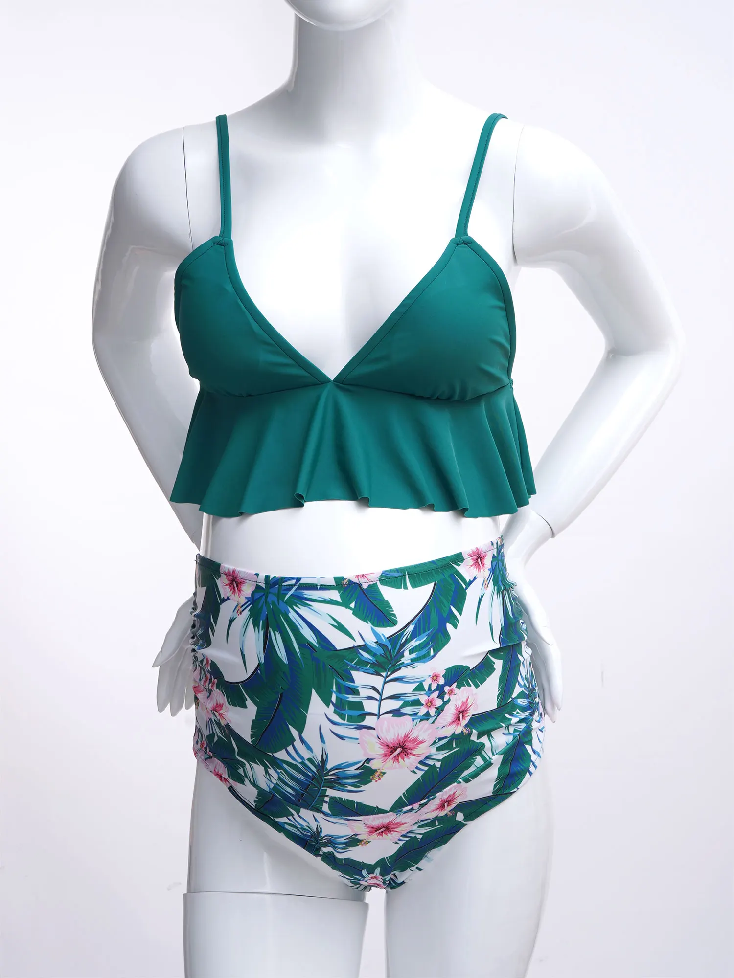 Maternity Swimwear Two Piece Bikini Set V Neck Ruffle Pregnancy Monokini Swimsuit Pregnant Woman Bathing Suit Tankinis Beachwear