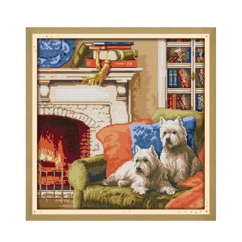 A warm family cross stitch kit 14ct 11ct pre stamped canvas embroidery DIY handmade needlework | Дом и сад