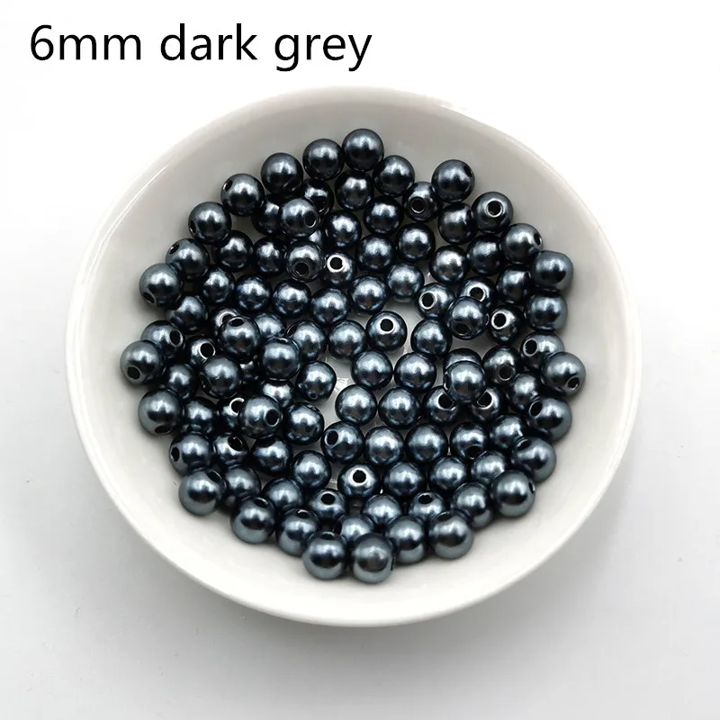 dark grey 200 шт./пакет 6 мм отверстие ABS Круглый искусственный жемчуг бусины для шитья одежды ремесла DIY ювелирное ожерелье ручной работы аксессуары для браслетов - Цвет: dark grey