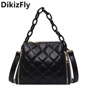 

DikizFly Diamond Lattice Women Handbags Luxury PU Leather Crossbody Bags Women Totes Purse Small Chains Bucket Bag Summer Bags