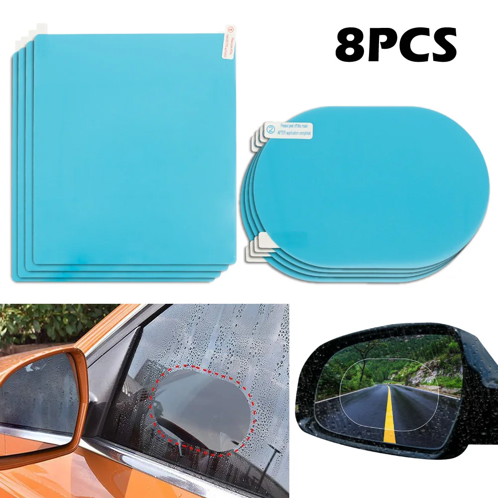 8 unids/lote retrovisor del coche película protectora para espejo Anti niebla lluvia ventana claro impermeable protector para espejo retrovisor accesorios de Auto