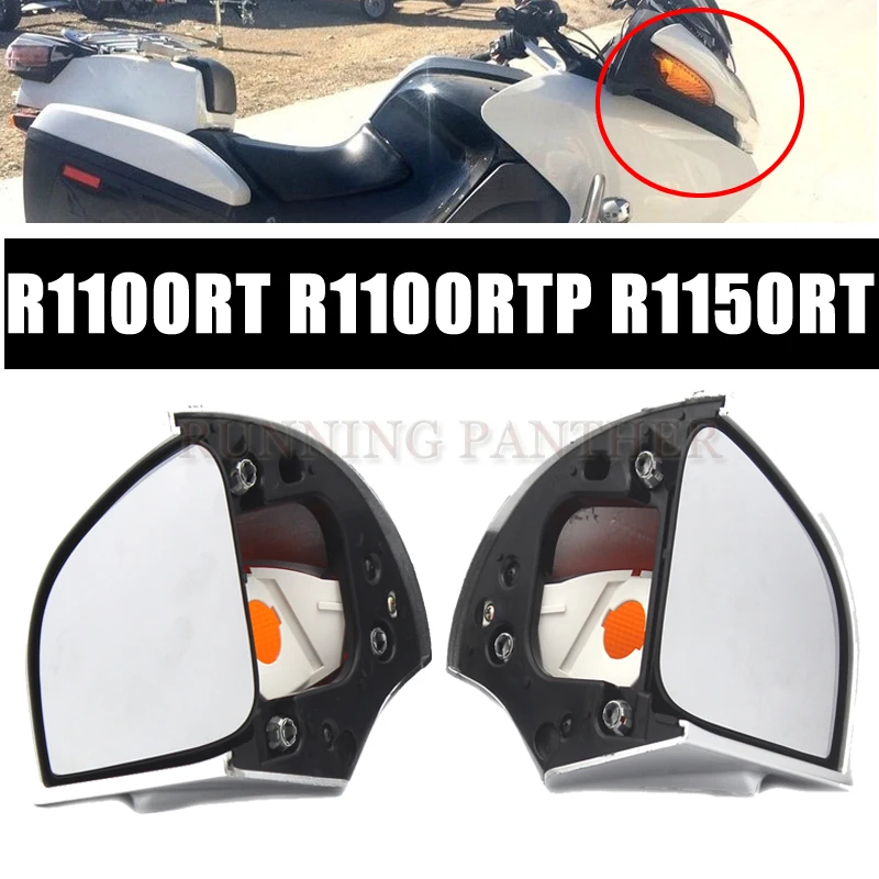 

Side Mirrors 2pcs Rear View Mirrors Silver ABS Shell With Turn Signal For BMW R1100RT R1100 RTP R1150 RT