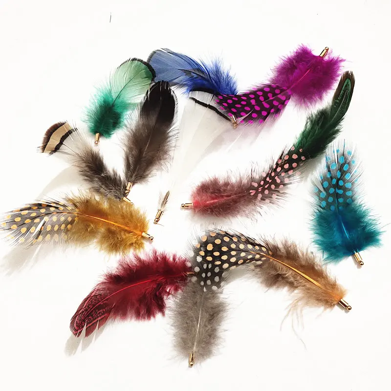 Natural ostrich Pheasant Feather Pendant Handmade Gold Cap Beads Arts Crafts DIY Chain Curtain Drop Earring Tassel Jewelry Part