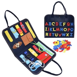 Crianças montessori brinquedos ocupado placa fivela botão de fecho de correr do bebê rendas up treinamento auto cuidado ferramenta brinquedo crianças educativo jogo sensorial