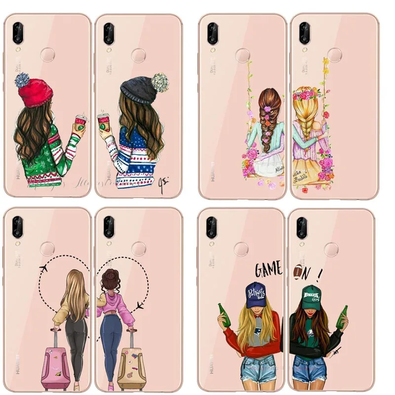 Мягкий чехол из ТПУ для девушек и Bff Best Friends Forever телефона huawei P10 P20LITE P30 P30Por P8 P9LITE